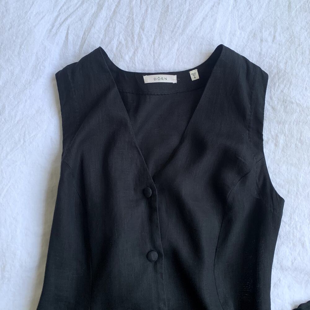 Doen Black Sleeveless Button-Front Mini Dress - Picture 8 of 14